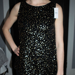 Loft black and old sequin top NWT